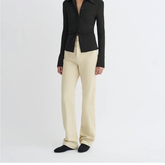 NWT Nanushka Seldes Beige Crochet-Trimmed Jeans - Picture 4 of 16